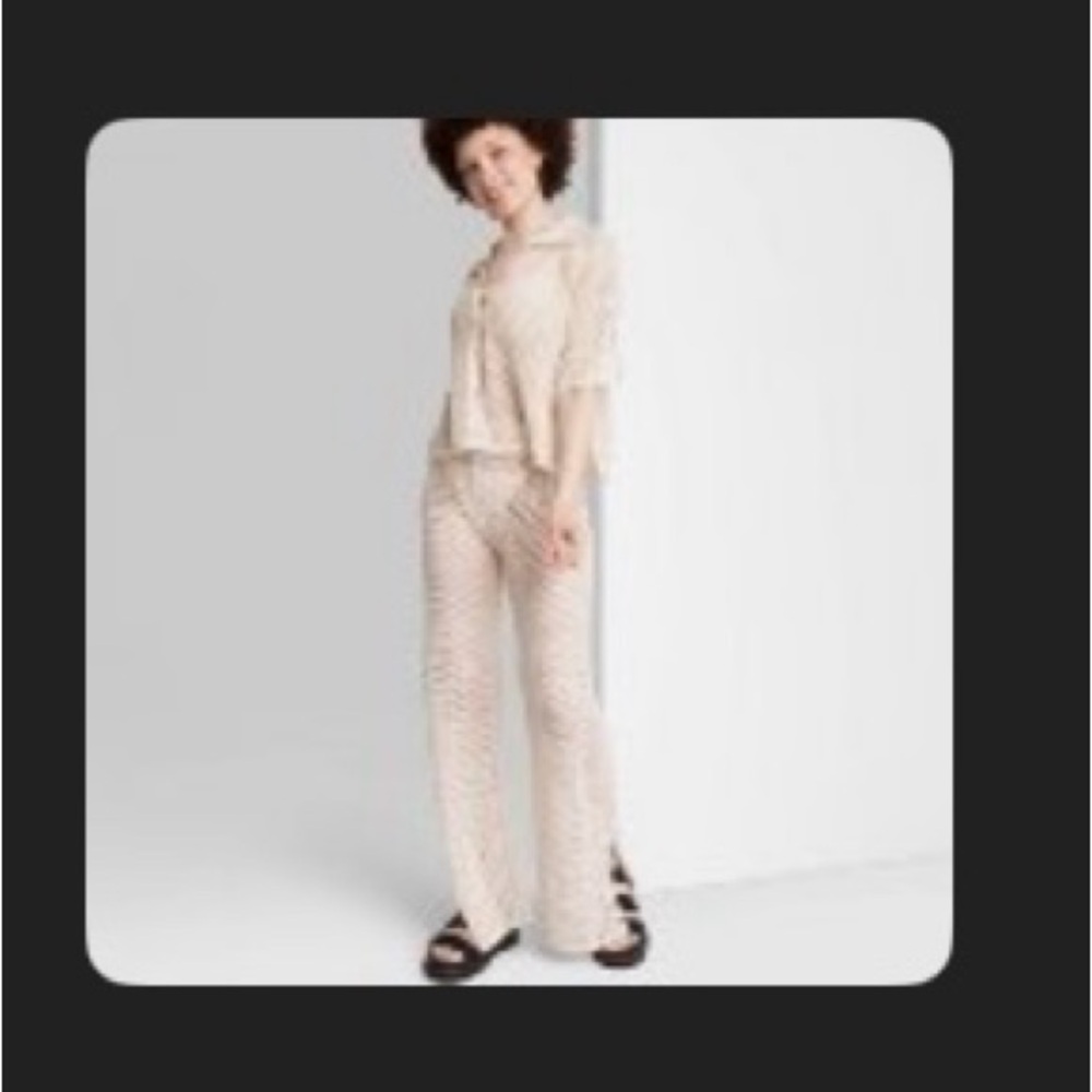 Wild Fable Cream Wide Leg Jumpsuit Set-Top & Bottom